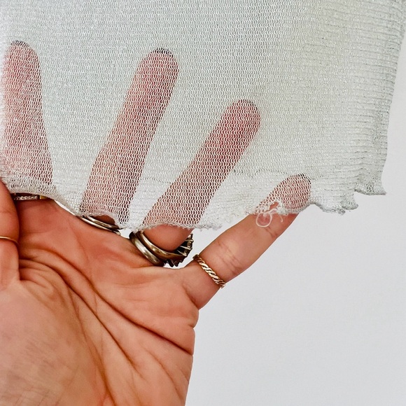 Zara | Metallic Thread Sheer Long Sleeve Top - Picture 4 of 8